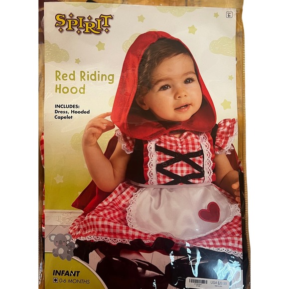 Spirit Red Riding Hood Costume Infant 0-6 Months Dress Hooded Capelet Halloween - Picture 1 of 3